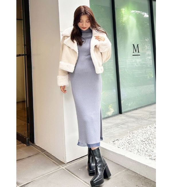 MERCURYDUO「シアーカットラメニットワンピース」|ワンピース|