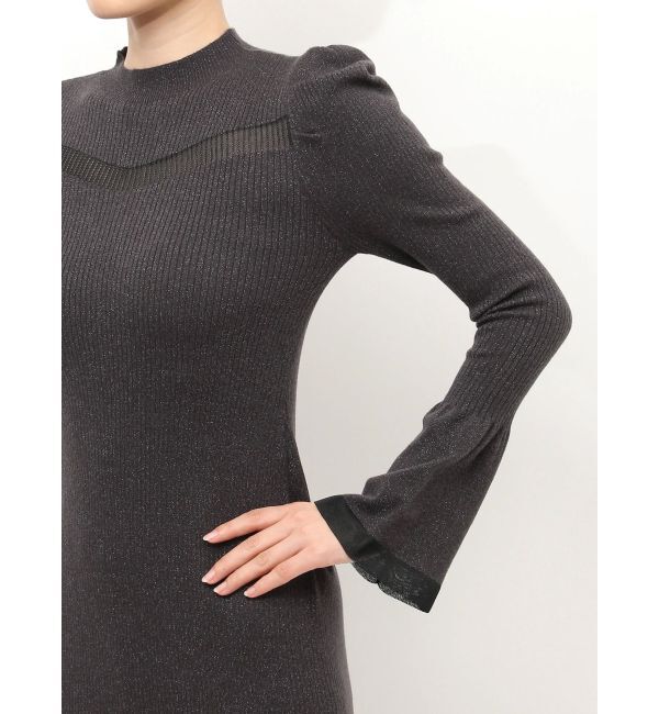 MERCURYDUO「シアーカットラメニットワンピース」|ワンピース|