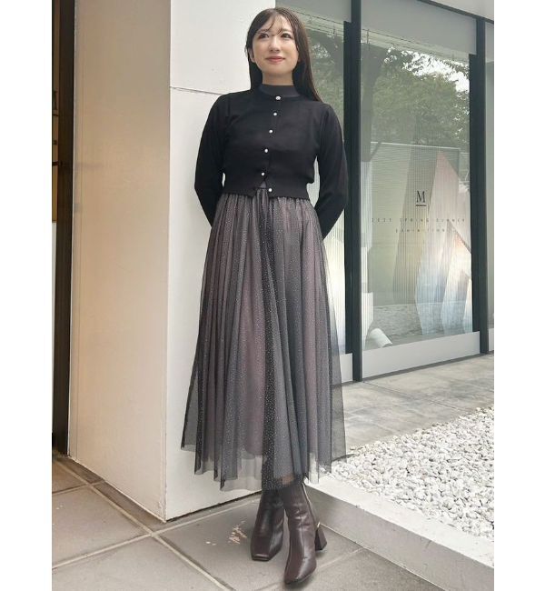 MERCURYDUO「ビジューボタンニットカーディガン」|カーディガン|