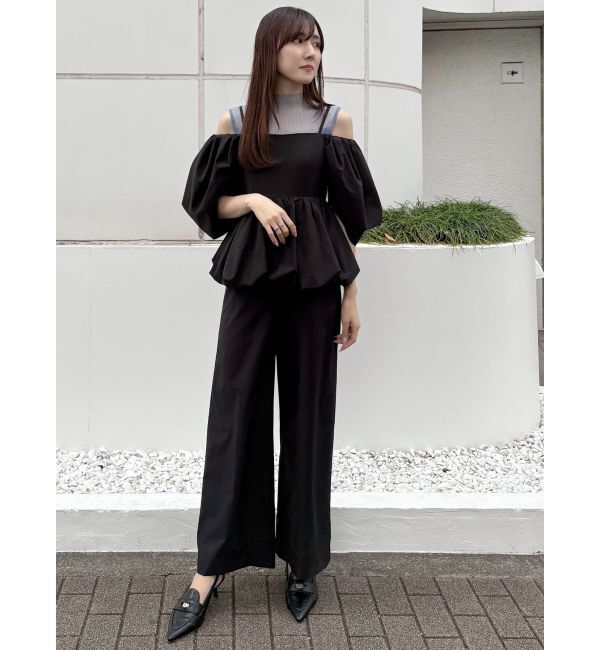 MERCURYDUO「タフタバルーンペプラムロンパース」|オールインワン|