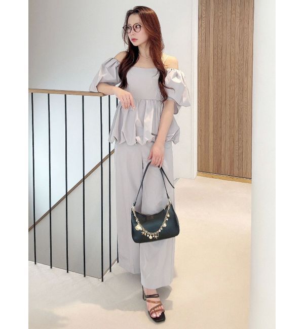 MERCURYDUO「タフタバルーンペプラムロンパース」|オールインワン|