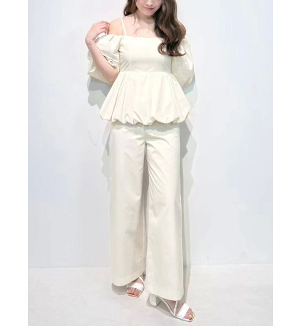 MERCURYDUO「タフタバルーンペプラムロンパース」|オールインワン|