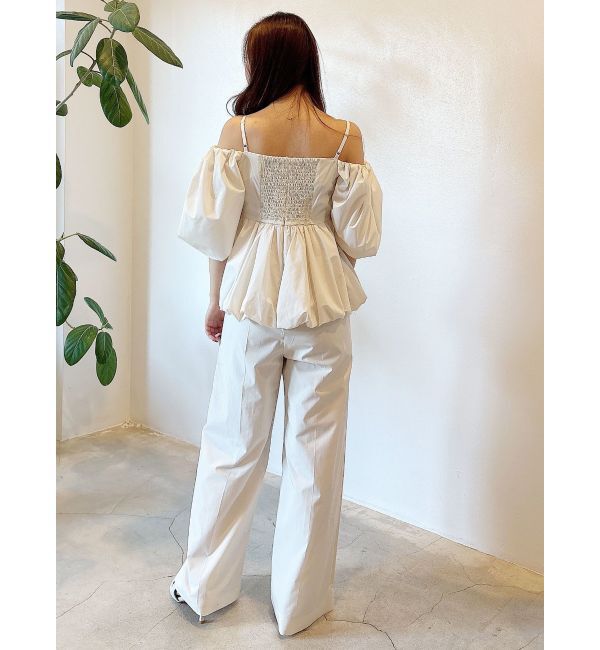 MERCURYDUO「タフタバルーンペプラムロンパース」|オールインワン|