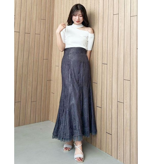 MERCURYDUO「裾チュールレースマーメイドスカート」|スカート|