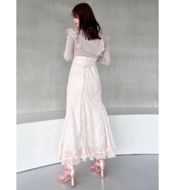 MERCURYDUO「裾チュールレースマーメイドスカート」|スカート|