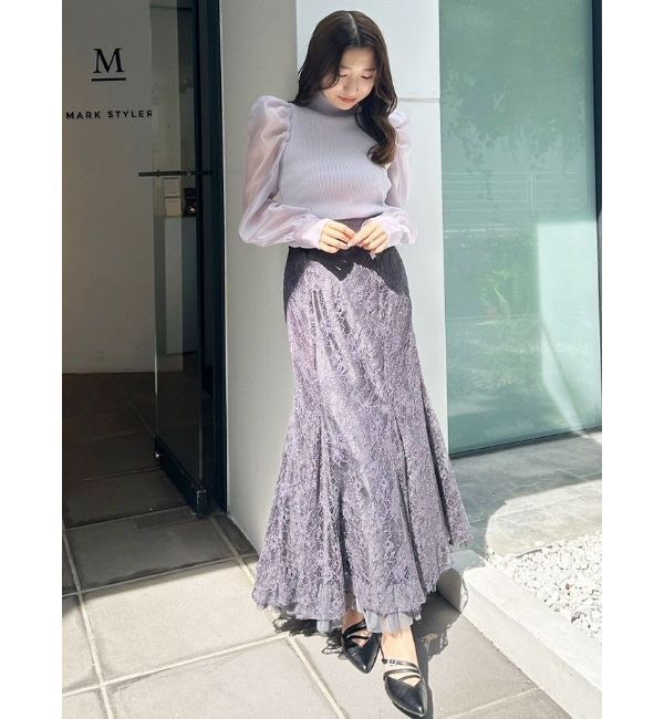 MERCURYDUO「裾チュールレースマーメイドスカート」|スカート|