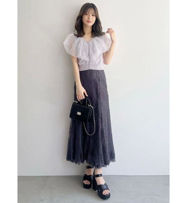 MERCURYDUO「裾チュールレースマーメイドスカート」|スカート|