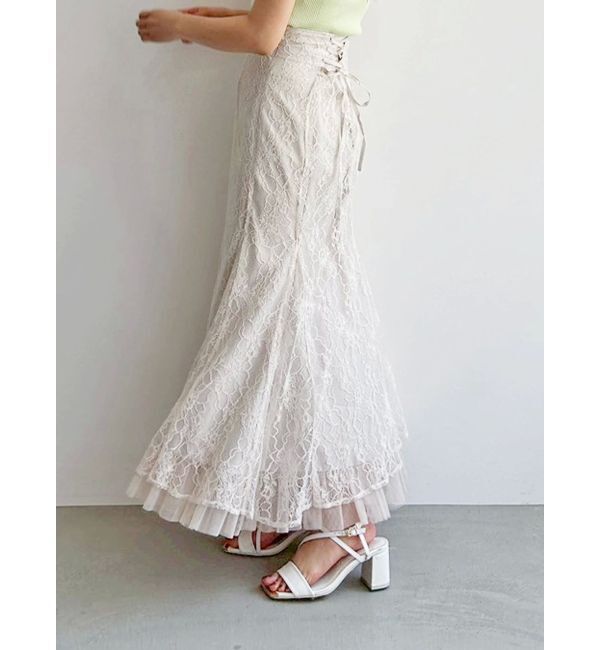 MERCURYDUO「裾チュールレースマーメイドスカート」|スカート|