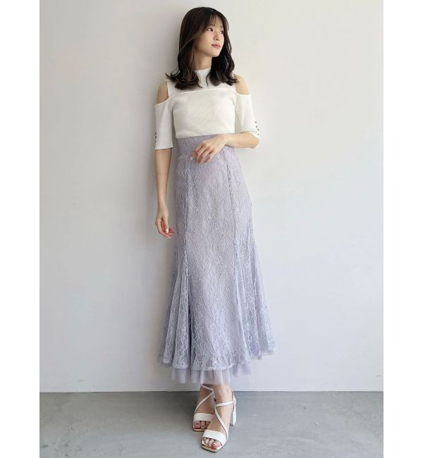 MERCURYDUO「裾チュールレースマーメイドスカート」|スカート|