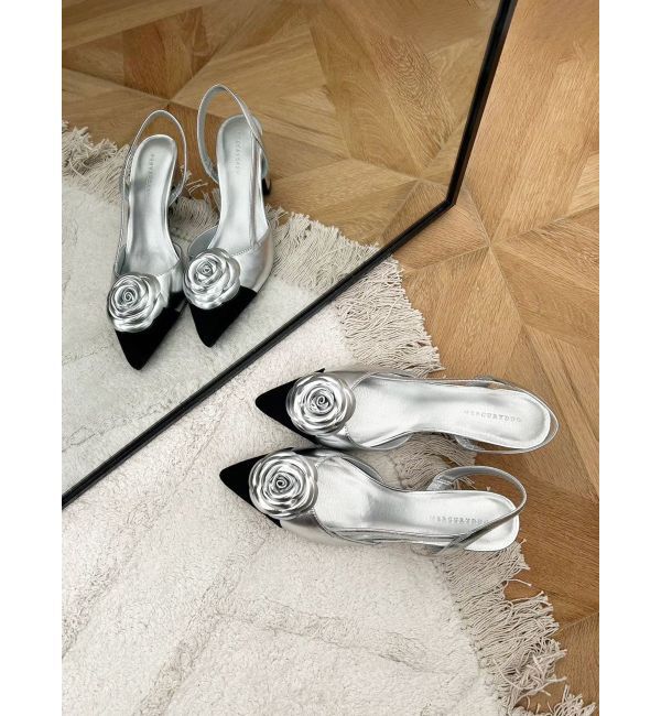 MERCURYDUO「バイカラーフラワーモチーフパンプス」|パンプス|