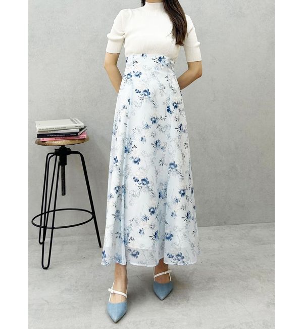 MERCURYDUO「レイヤード花柄ニットドッキングワンピース」|ワンピース|アイボリー