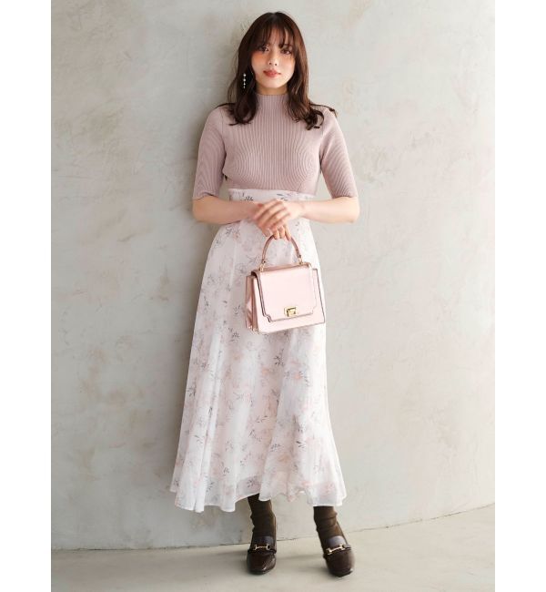 MERCURYDUO「レイヤード花柄ニットドッキングワンピース」|ワンピース|