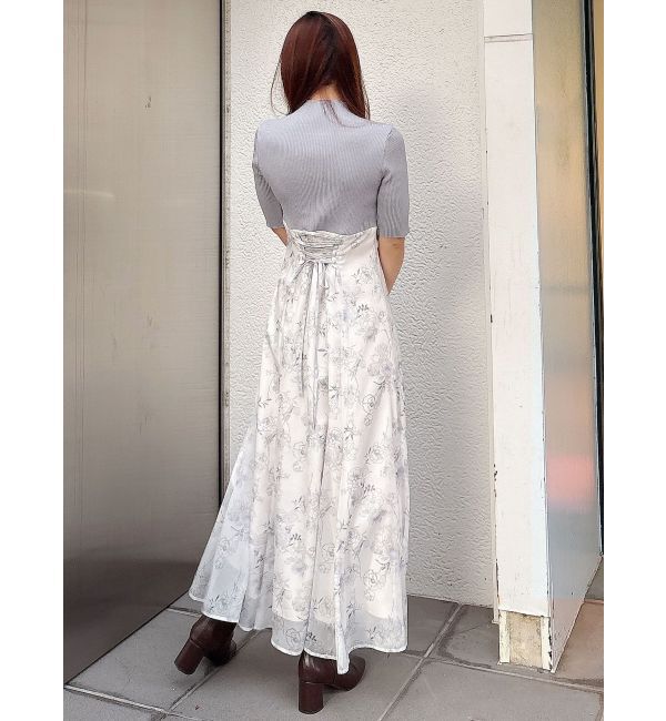 MERCURYDUO「レイヤード花柄ニットドッキングワンピース」|ワンピース|