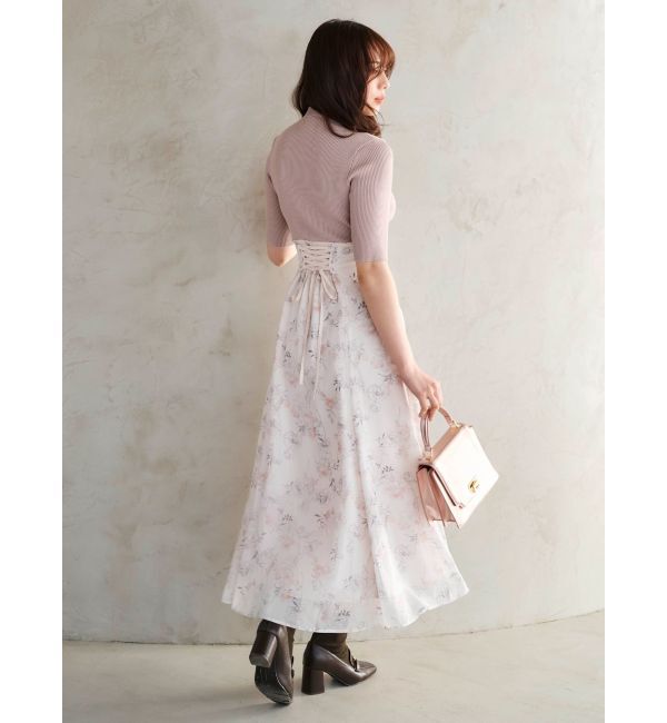 MERCURYDUO「レイヤード花柄ニットドッキングワンピース」|ワンピース|