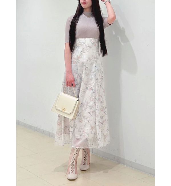 MERCURYDUO「レイヤード花柄ニットドッキングワンピース」|ワンピース|