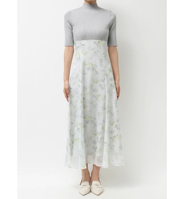 MERCURYDUO「レイヤード花柄ニットドッキングワンピース」|ワンピース|