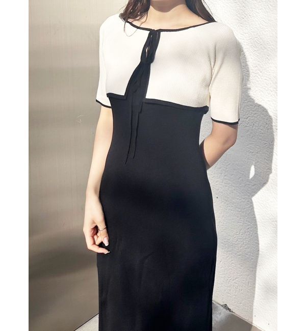 MERCURYDUO「3WAY配色ストラップバッククロスハーフスリーブワンピース」|ワンピース|