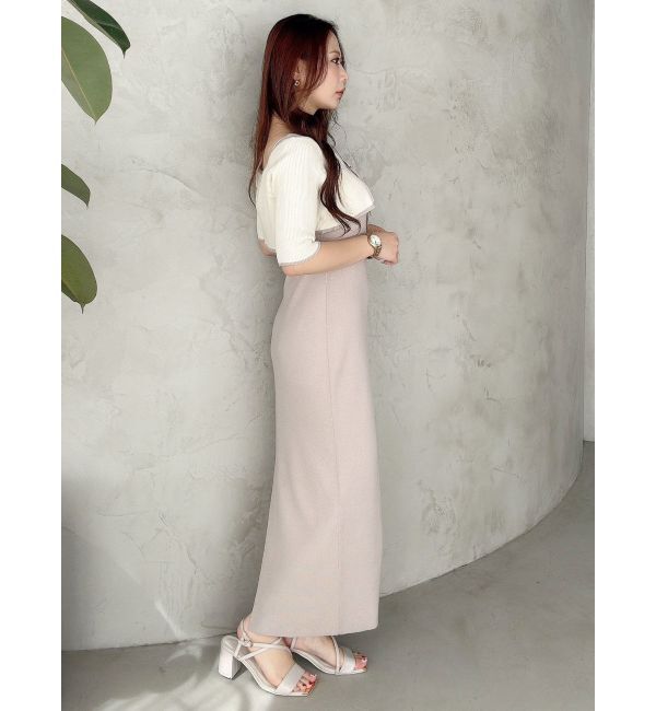 MERCURYDUO「3WAY配色ストラップバッククロスハーフスリーブワンピース」|ワンピース|