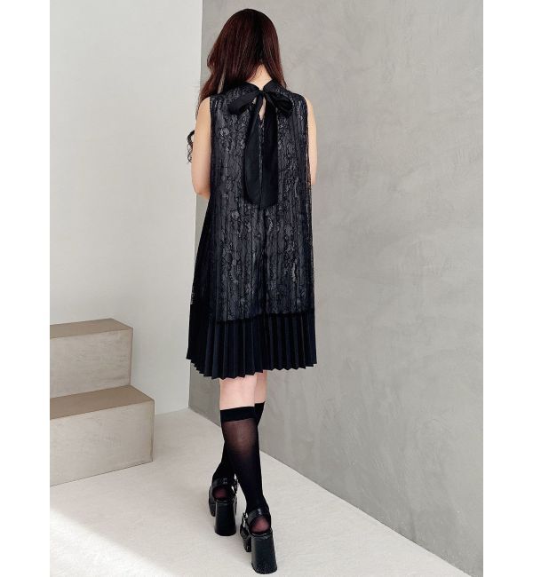 MERCURYDUO「バイカラーレースプリーツミニワンピース」|ワンピース|