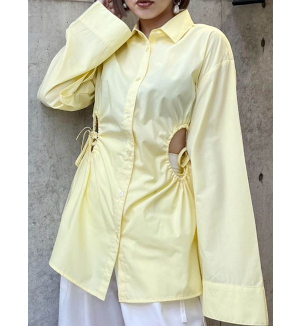 MURUA「サイドホールギャザーシャツ【WEB限定】【ブラウス】」|シャツ・ブラウス|イエロー
