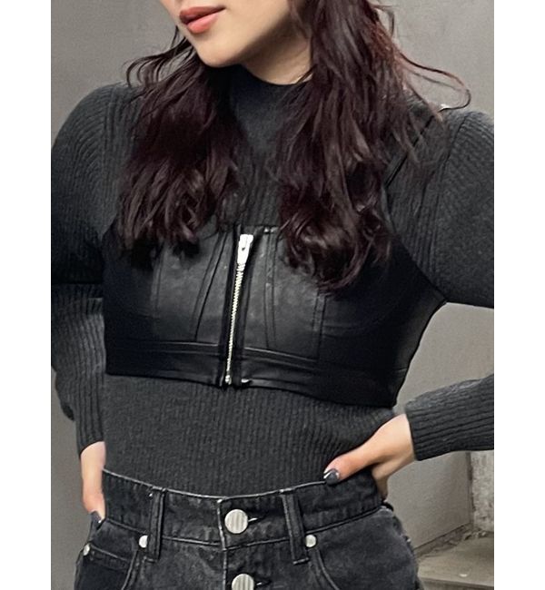 MURUA「フェイクレザービスチェ」|シャツ・ブラウス|ブラック