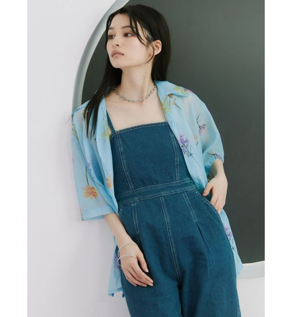 MURUA「フラワーシアーオープンカラーシャツ【WEB限定】」|シャツ・ブラウス|ブルー