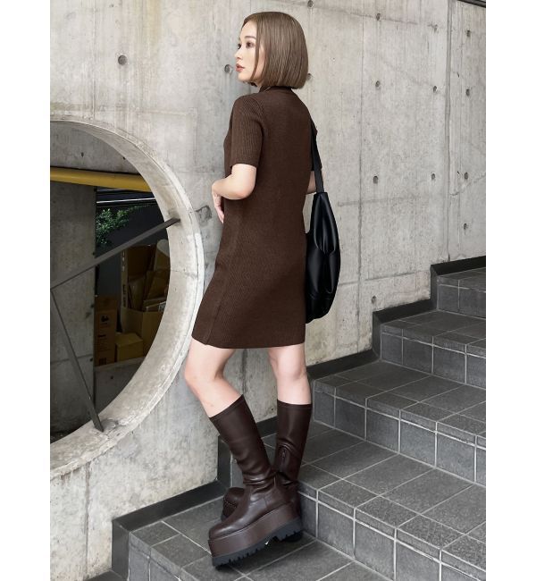 MURUA「ストレッチ厚底ハーフブーツ」|ロングブーツ|