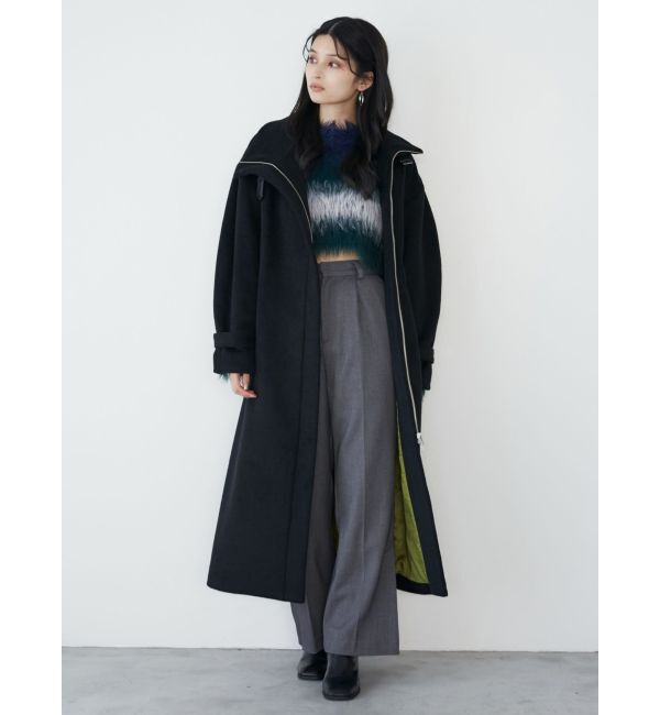 MURUA「スタンドカラージップウール混コート」|その他|