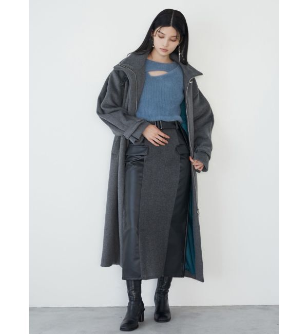 MURUA「スタンドカラージップウール混コート」|その他|