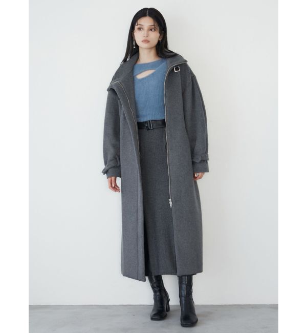 MURUA「スタンドカラージップウール混コート」|その他|