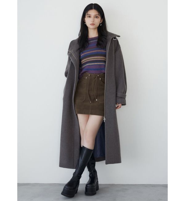 MURUA「スタンドカラージップウール混コート」|その他|