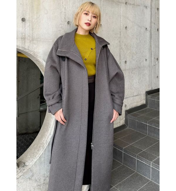 MURUA「スタンドカラージップウール混コート」|その他|