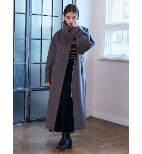 MURUA「スタンドカラージップウール混コート」|その他|