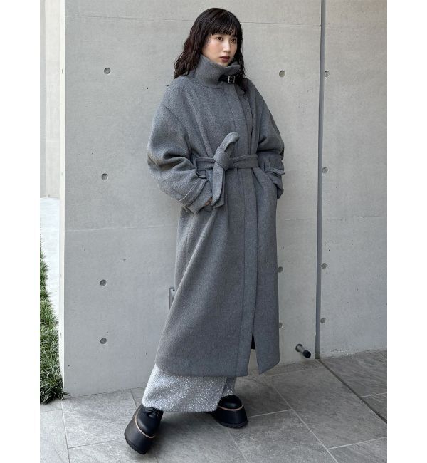 MURUA「スタンドカラージップウール混コート」|その他|