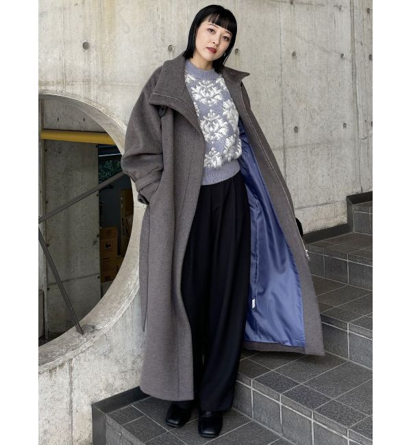 MURUA「スタンドカラージップウール混コート」|その他|