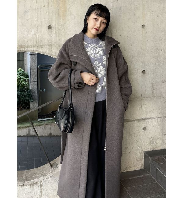 MURUA「スタンドカラージップウール混コート」|その他|