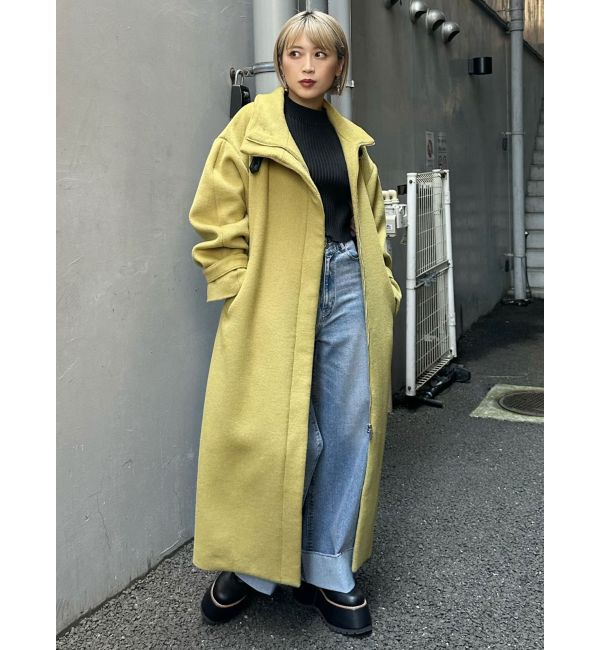 MURUA「スタンドカラージップウール混コート」|その他|