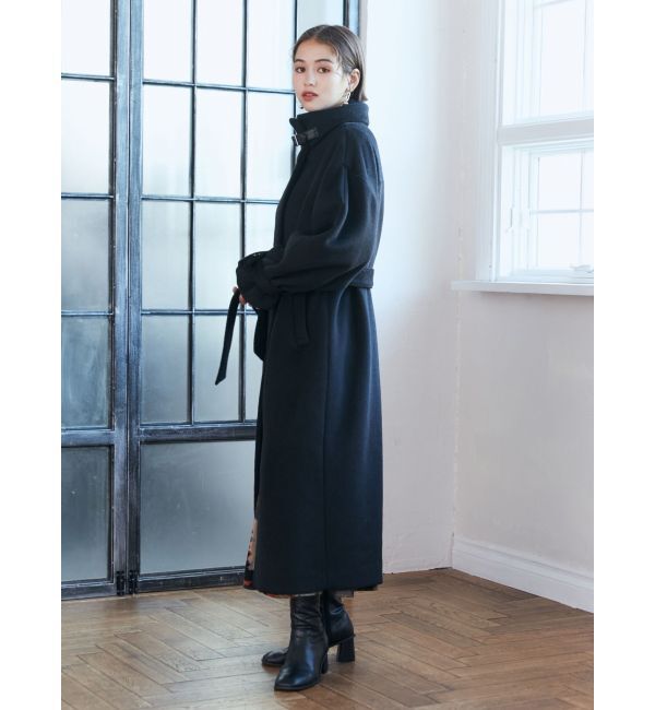 MURUA「スタンドカラージップウール混コート」|その他|