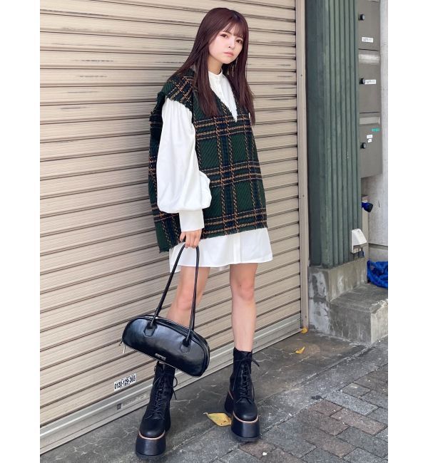 MURUA「オリジナルツイードシャツワンピース【2way】」|ワンピース|