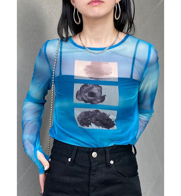 MURUA「フラワーチュールトップス」|Tシャツ・カットソー|ブルー