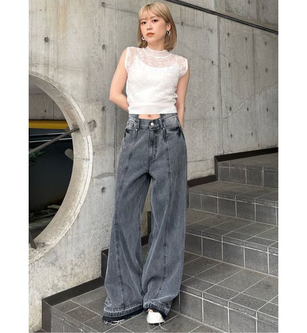 MURUA「パターンヴィンテージライクワイドデニム」|デニム|