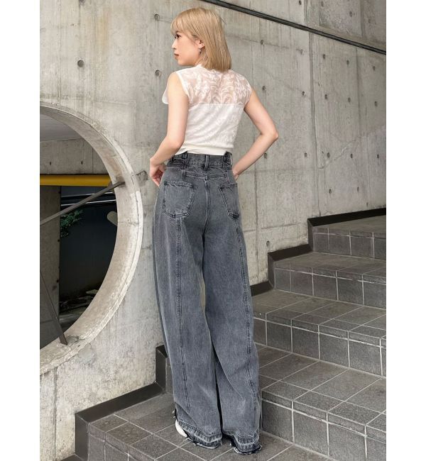 MURUA「パターンヴィンテージライクワイドデニム」|デニム|