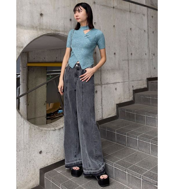 MURUA「パターンヴィンテージライクワイドデニム」|デニム|