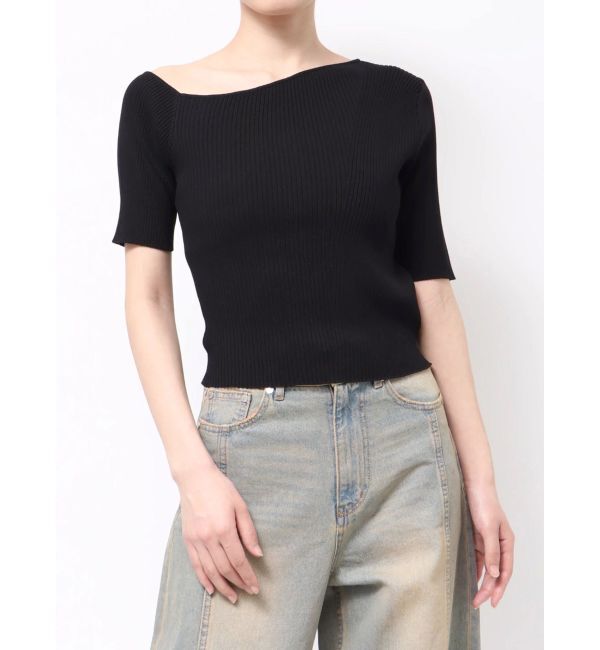 MURUA「ワンショルハーフニット」|ニット・セーター|ブラック