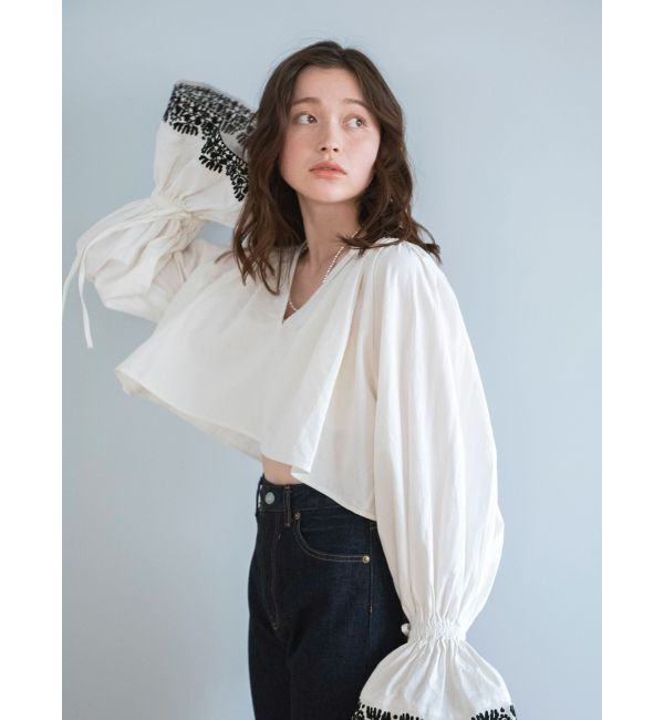 Ungrid「ショートエンブロイダリーブラウス」|シャツ・ブラウス|