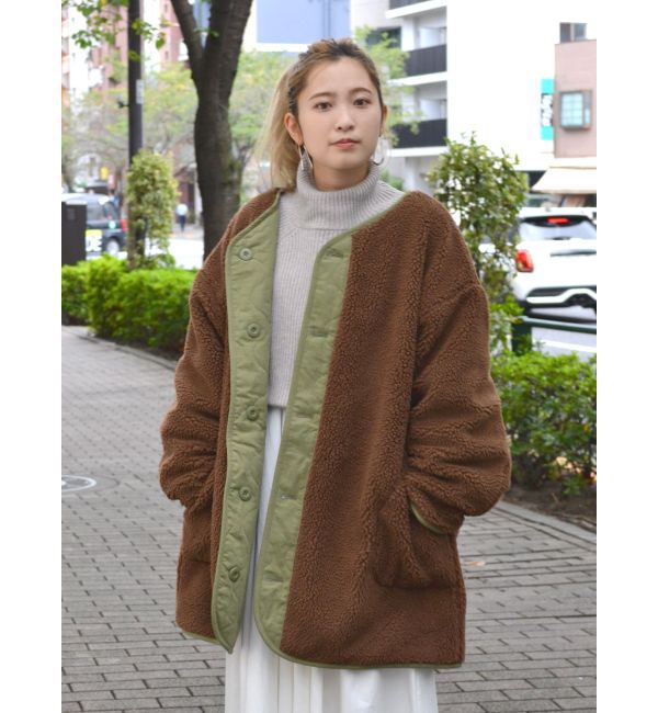 Ungrid「【WEB限定】リバーシブルボアブルゾン」|ブルゾン・スタジャン|ブラウン