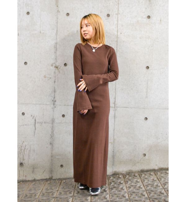 Ungrid「【WEB限定】フレアスリーブテレコフィットワンピース」|ワンピース|