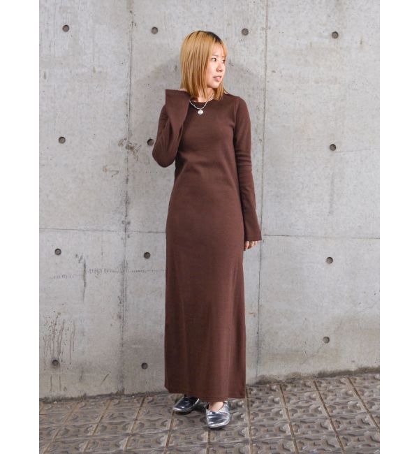 Ungrid「【WEB限定】フレアスリーブテレコフィットワンピース」|ワンピース|ブラウン