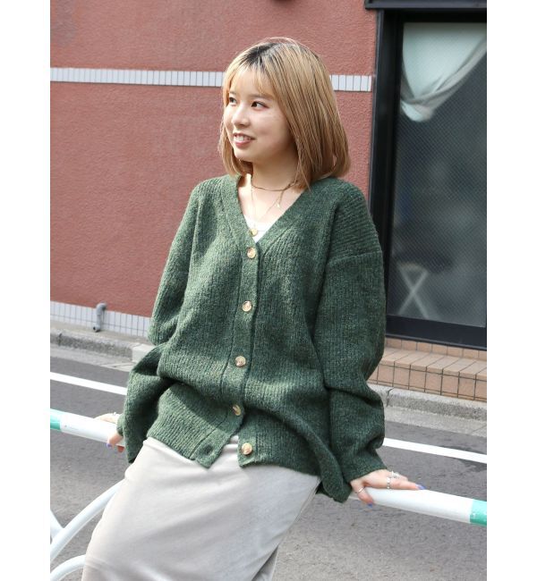 Ungrid「【WEB限定】カラールーズニットカーデ」|カーディガン|グリーン