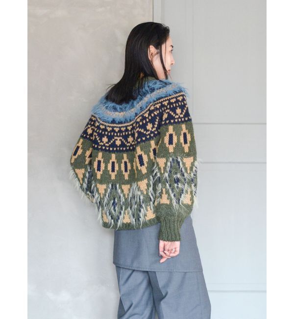 Ungrid「フェザーヤーンコンビ求心柄ニット」|ニット・セーター|